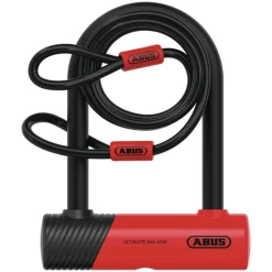 ABUS Ultimate Mini 420K/150HB140 U-slot + USH Houder + Cobra 10/120 Luskabel - zwart/rood