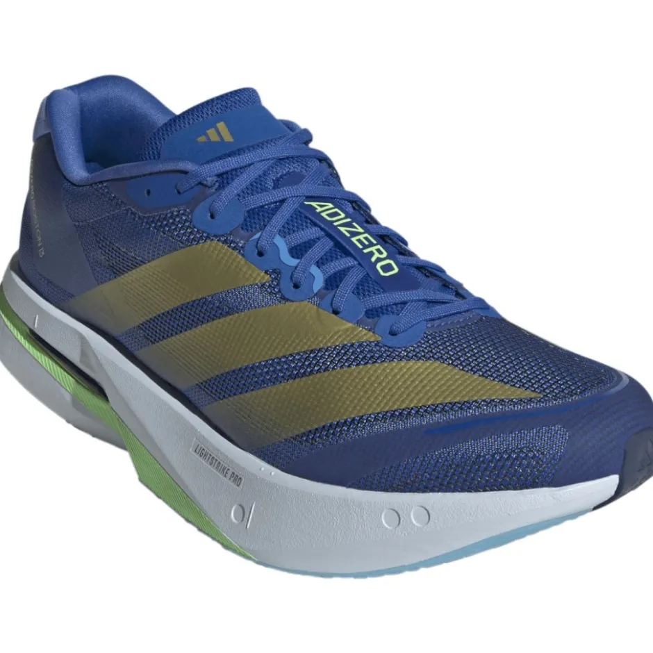 Hardloopschoenen Voor Op De Weg|Hardloopschoenen Heren < adidas Adizero Boston 13 Hardloopschoenen Heren - blue/gold metal/blue burst JQ1669