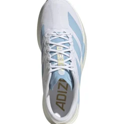 Hardloopschoenen Voor Op De Weg|Hardloopschoenen Heren < adidas Adizero EVO SL Woven Hardloopschoenen Heren - cloud white/clear blue/matte gold JQ4527