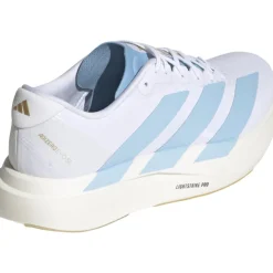 Hardloopschoenen Voor Op De Weg|Hardloopschoenen Heren < adidas Adizero EVO SL Woven Hardloopschoenen Heren - cloud white/clear blue/matte gold JQ4527