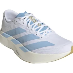 Hardloopschoenen Voor Op De Weg|Hardloopschoenen Heren < adidas Adizero EVO SL Woven Hardloopschoenen Heren - cloud white/clear blue/matte gold JQ4527
