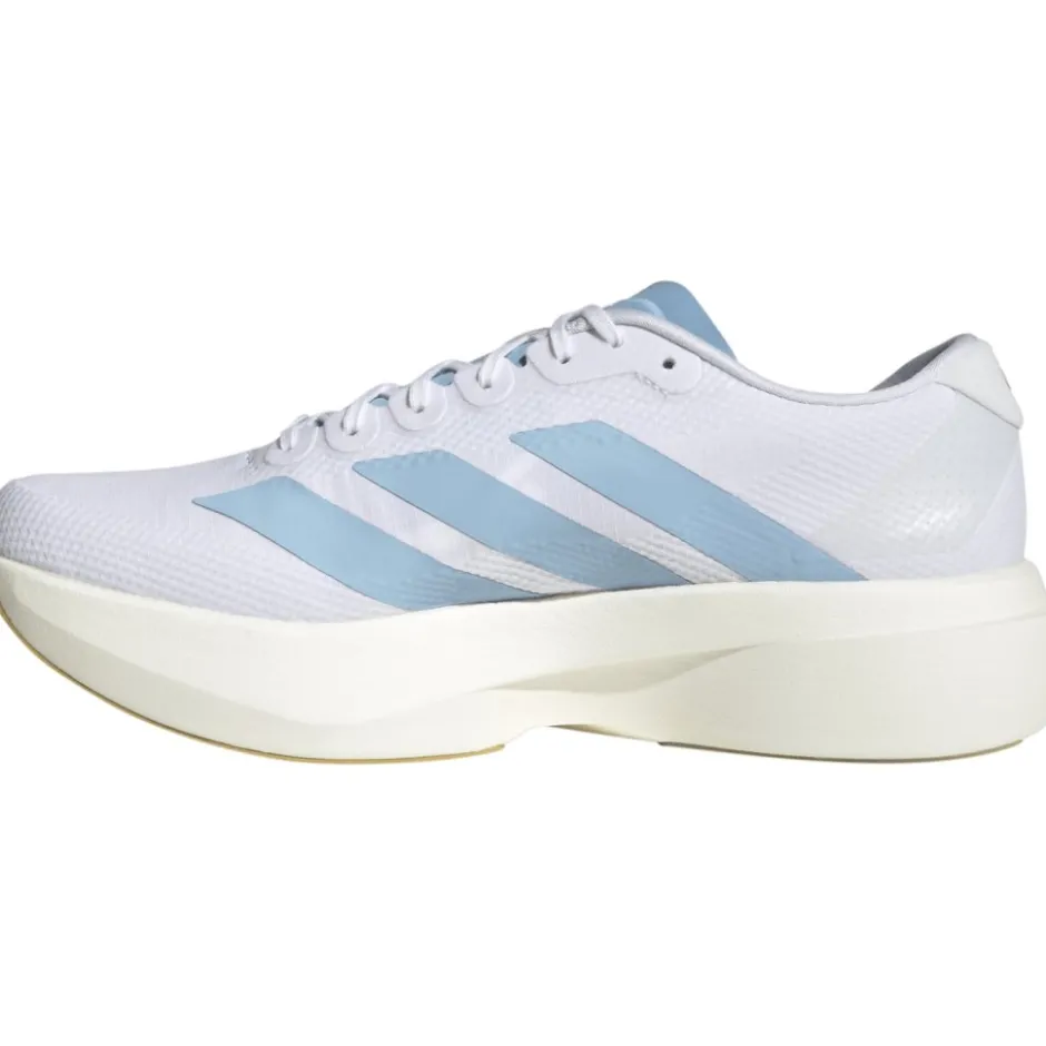 Hardloopschoenen Voor Op De Weg|Hardloopschoenen Heren < adidas Adizero EVO SL Woven Hardloopschoenen Heren - cloud white/clear blue/matte gold JQ4527