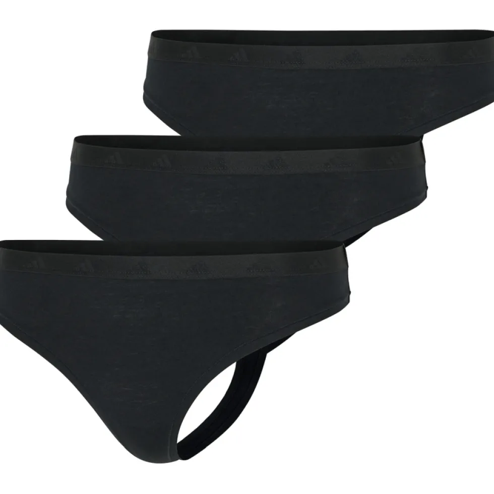 adidas Sports Underwear Active Essentials Cotton Low Rise Tanga Dames - set van 3 - black