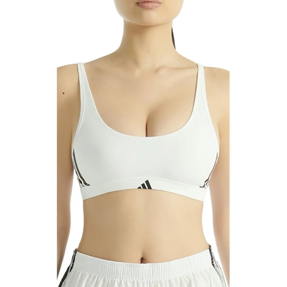 adidas Sports Underwear Sport Active Essentials Cotton 3 Stripes Scoop Bralette Dames - white