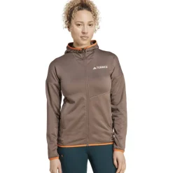 Jassen & Vesten < adidas TERREX Xperior CIMAWARM ight Feeceja met capuchon Dame - earth trata JN0922
