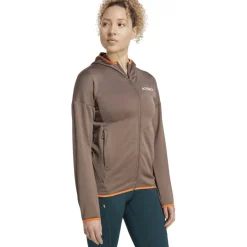 Jassen & Vesten < adidas TERREX Xperior CIMAWARM ight Feeceja met capuchon Dame - earth trata JN0922
