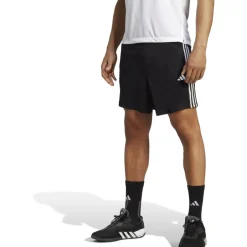 Broeken < adidas Train Eential Piqué Korte Broek Heren - zwart/wit IB8111