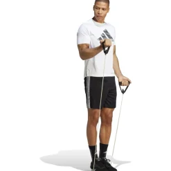 Broeken < adidas Train Eential Piqué Korte Broek Heren - zwart/wit IB8111