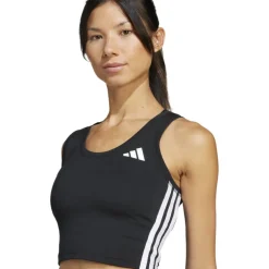 adidas Train Essentials 3-Stripes Crop Tank Top Dames - zwart/wit JF8915