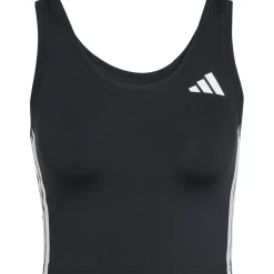 adidas Train Essentials 3-Stripes Crop Tank Top Dames - zwart/wit JF8915