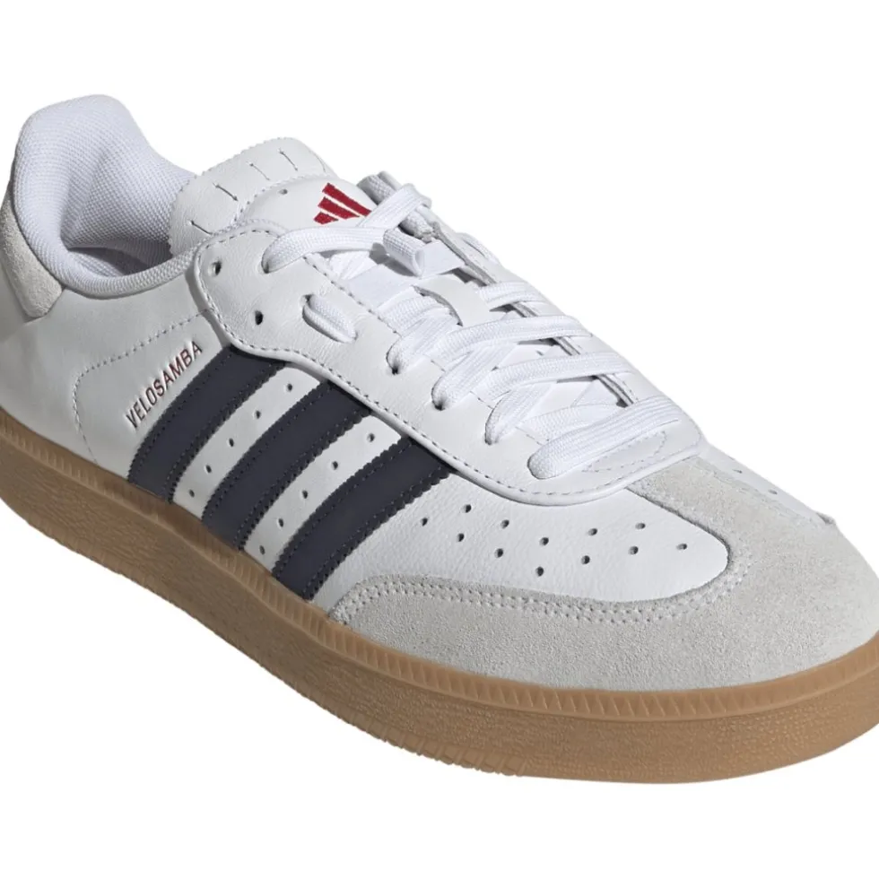 adidas Velosamba Leer Fietsschoenen Heren - cloud white/dark blue/pure ruby JQ9179