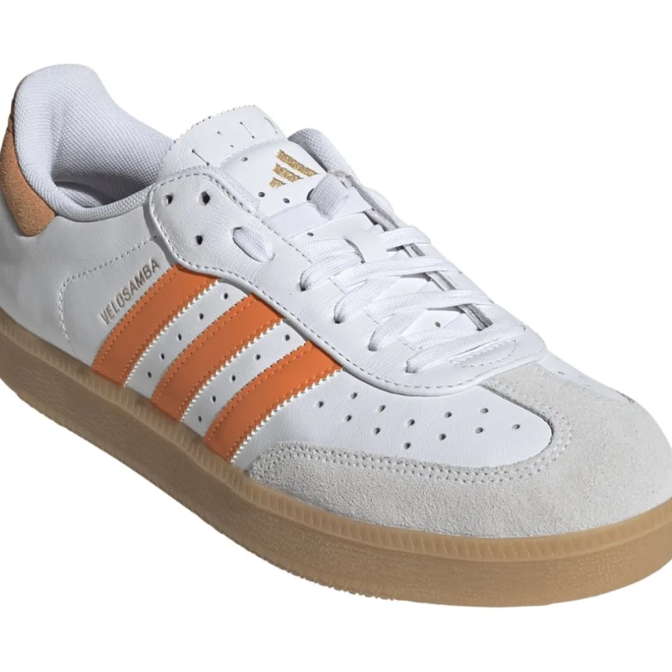 adidas Velosamba Leer Fietsschoenen Heren - cloud white/pure orange/gold metal JQ9180