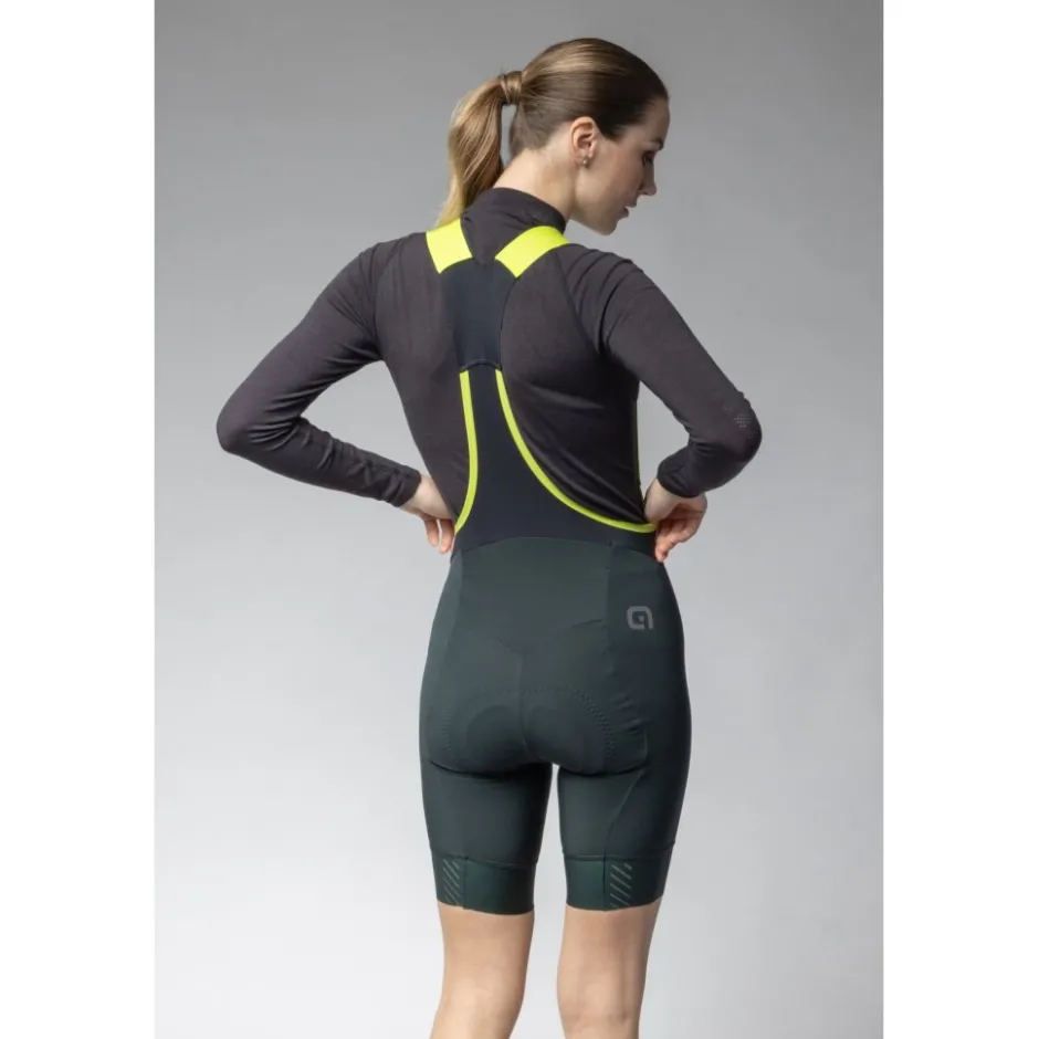Winterbroeken < Ale Alé PR-E Magic Colour Winter Fietsshort met Bretels Dames - scotland green