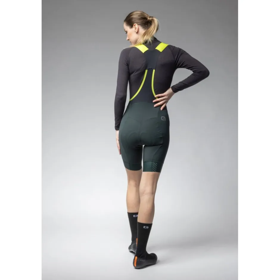 Winterbroeken < Ale Alé PR-E Magic Colour Winter Fietsshort met Bretels Dames - scotland green