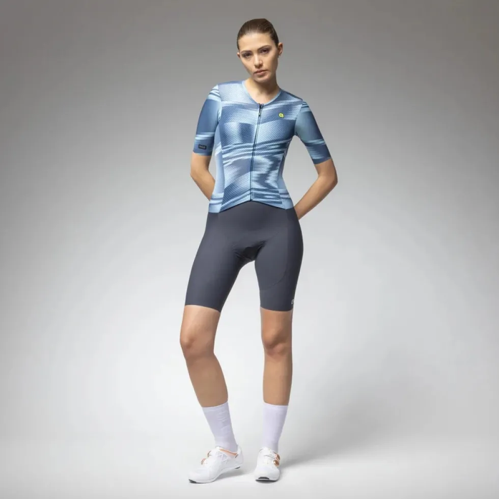Alé PR-E Techno Wielrenpak met korte mouwen voor dames - smoke grey