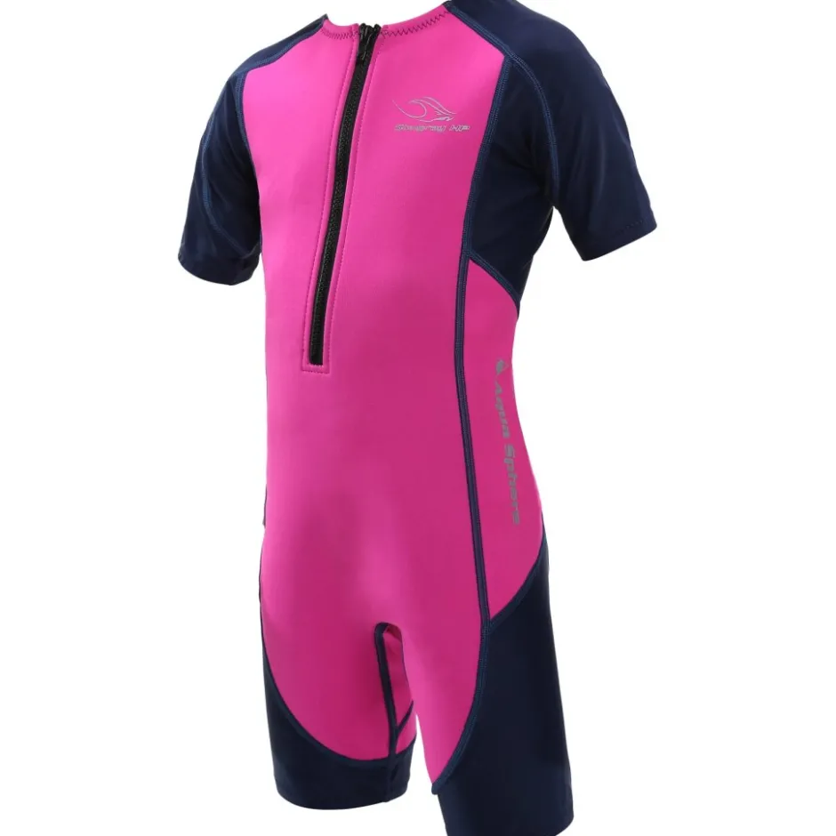 Neopreen Kleding|Neopreen Kleding < AQUASPHERE Stingray HP2 Wetsuit met Korte Mouwen Kinderen - Pink/Navy Blue