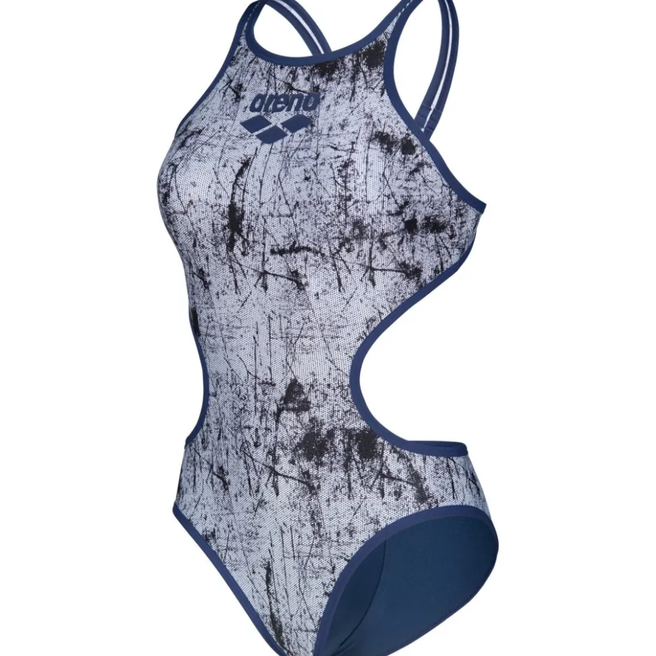 Wedstrijd Zwemkleding < arena One Lacquer Badpak Dames - Multi Wit-Navy
