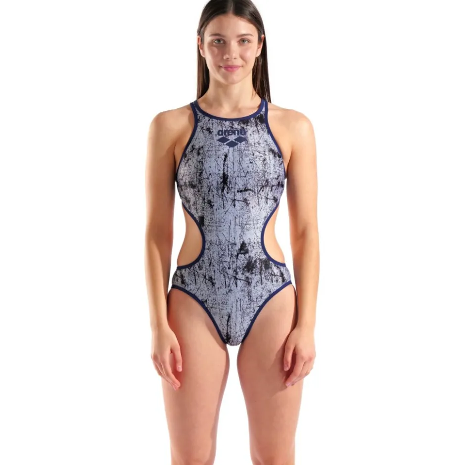 Wedstrijd Zwemkleding < arena One Lacquer Badpak Dames - Multi Wit-Navy