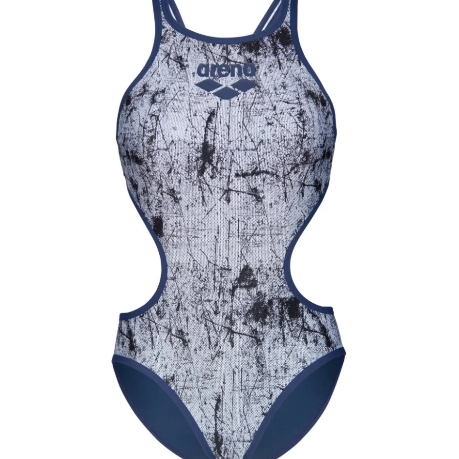 Wedstrijd Zwemkleding < arena One Lacquer Badpak Dames - Multi Wit-Navy