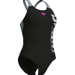 arena Performance Airbrush Graphic V Back Badpak Dames - Zwart/Seafom