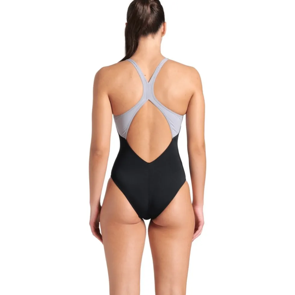 arena Performance Airbrush Graphic V Back Badpak Dames - Zwart/Seafom