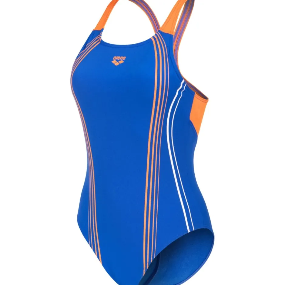 Wedstrijd Zwemkleding < arena Performance Clear Lines V Back Bh badpak vrouwen - Neon Blue/Team Orange