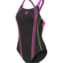 Wedstrijd Zwemkleding < arena Performance Clear Lines V Back Bh badpak vrouwen - Black/Very Fuchsia