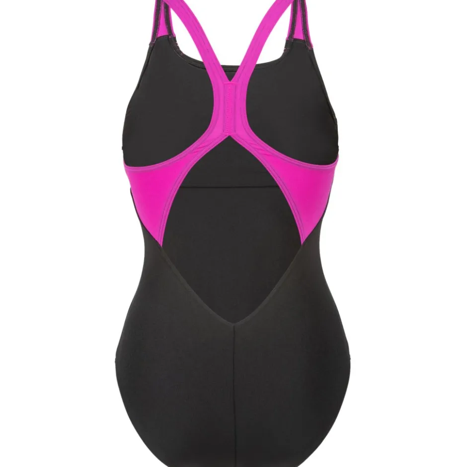 Wedstrijd Zwemkleding < arena Performance Clear Lines V Back Bh badpak vrouwen - Black/Very Fuchsia