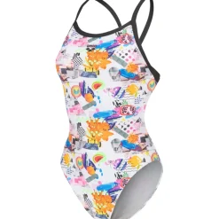 arena Performance Collage XCriss Cross Back Badpak Vrouwen - White Multi/Black