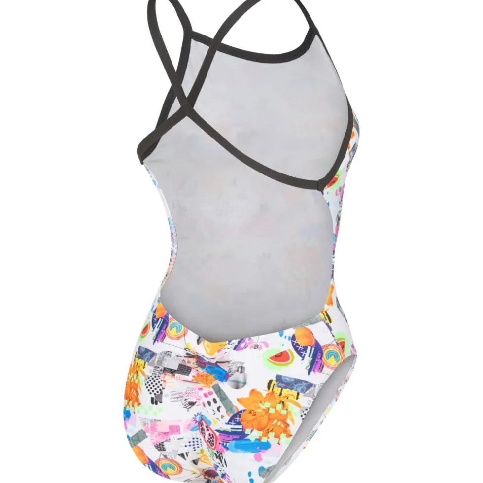 arena Performance Collage XCriss Cross Back Badpak Vrouwen - White Multi/Black