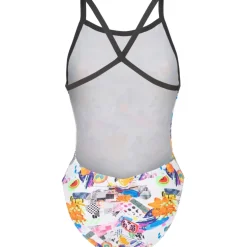 arena Performance Collage XCriss Cross Back Badpak Vrouwen - White Multi/Black