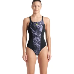 Wedstrijd Zwemkleding < arena Performance Crackle Swim Pro Back Badpak Dames - Zwart/Zwart Multi