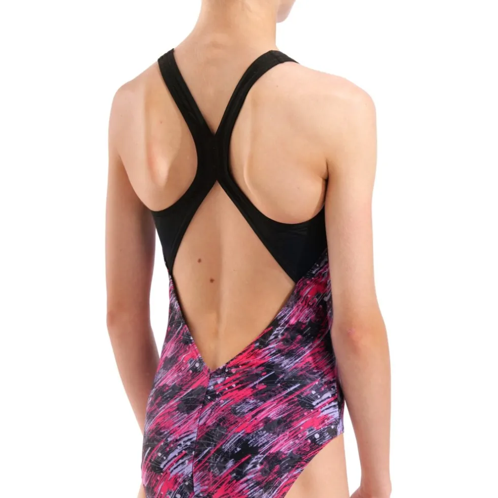 arena Performance Draft V Back Badpak Meisjes - Black Multi/Black