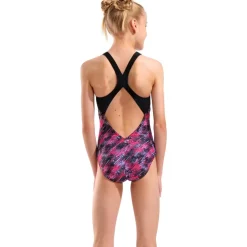 arena Performance Draft V Back Badpak Meisjes - Black Multi/Black