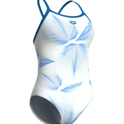 Wedstrijd Zwemkleding|Zwembroeken & Bikini'S < arena Performance Frozen Leave Lightdrop Back Badpak Dames - Wit Multi/Blue River