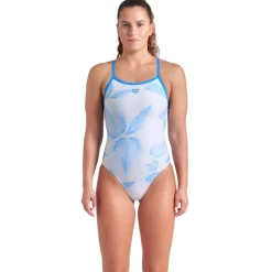Wedstrijd Zwemkleding|Zwembroeken & Bikini'S < arena Performance Frozen Leave Lightdrop Back Badpak Dames - Wit Multi/Blue River