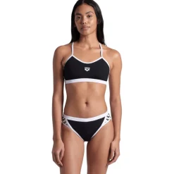 arena Performance Icons Solid Cross Back Bikini Dames - Zwart/Wit