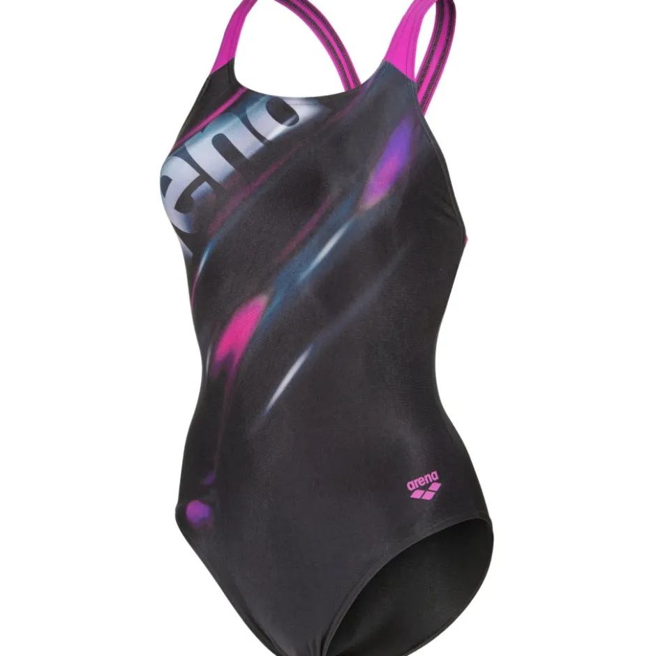 Wedstrijd Zwemkleding|Zwembroeken & Bikini'S < arena Performance Placement Swim Pro Back Badpak Vrouwen - Black/Multi/Very Fuchsia