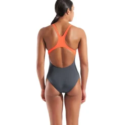 arena Performance Poseidonia Swim Pro Back Bustier Badpak Dames - Asphalt-Bright Coral