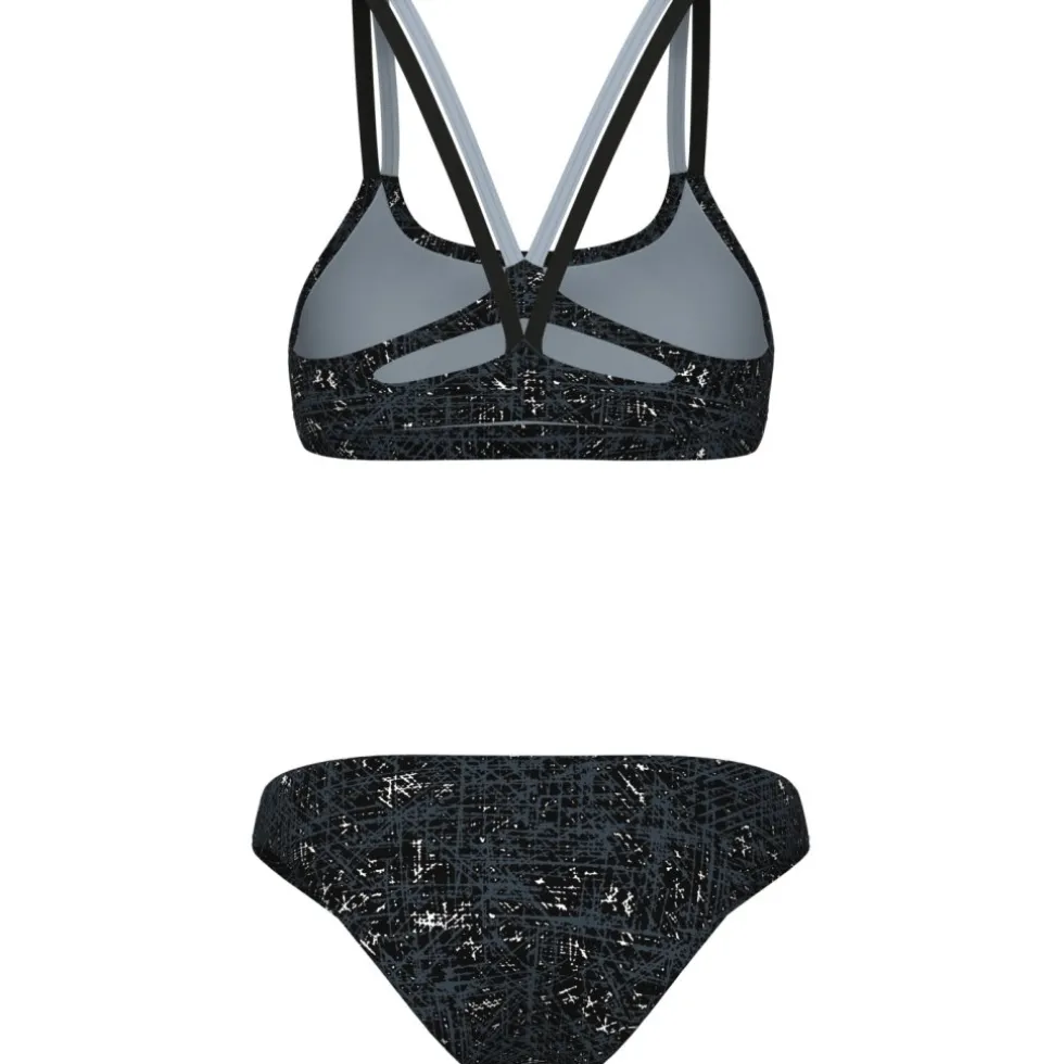 arena Performance Ribbed Bandeau Bikini Dames - Multi Zwart-Zwart-Sea Foam