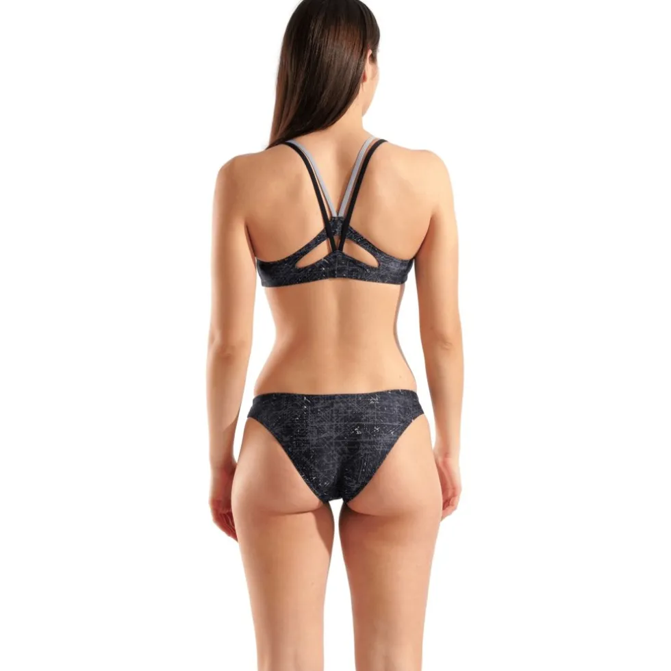 arena Performance Ribbed Bandeau Bikini Dames - Multi Zwart-Zwart-Sea Foam