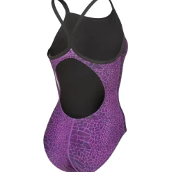 Wedstrijd Zwemkleding|Zwembroeken & Bikini'S < arena Performance Snakeskin Lightdrop Back Badpak Vrouwen - Black/Team Purple