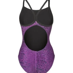 Wedstrijd Zwemkleding|Zwembroeken & Bikini'S < arena Performance Snakeskin Lightdrop Back Badpak Vrouwen - Black/Team Purple