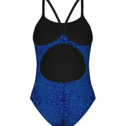 Wedstrijd Zwemkleding|Zwembroeken & Bikini'S < arena Performance Snakeskin Lightdrop Back Badpak Dames - Zwart-Team Royal