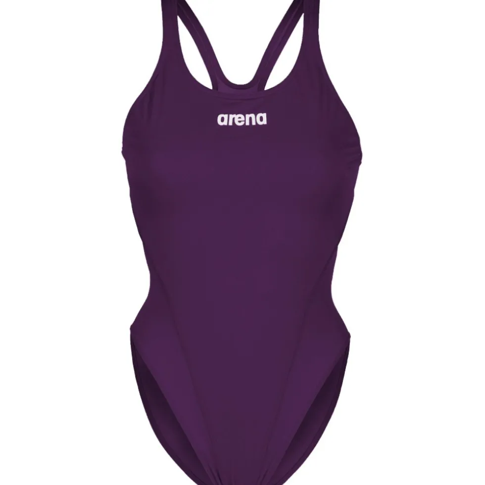 arena Performance Solid Team Swim Tech Badpak Vrouwen - Plum/Wit