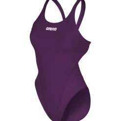 arena Performance Solid Team Swim Tech Badpak Vrouwen - Plum/Wit