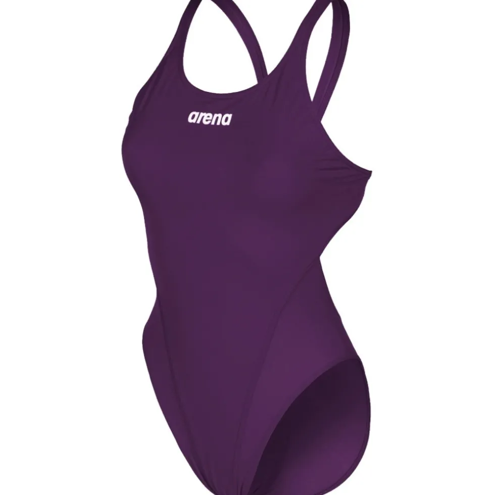 arena Performance Solid Team Swim Tech Badpak Vrouwen - Plum/Wit