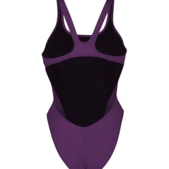 arena Performance Solid Team Swim Tech Badpak Vrouwen - Plum/Wit