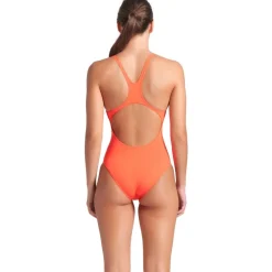 arena Performance Solid Team Swim Pro Badpak Vrouwen - Bright Coral/Plum