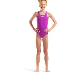 arena Performance Solid Team Swim Pro Badpak Meisjes - Very Fuchsia/Water